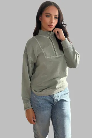 100% Cotton High Neck Zip Sweatshirt