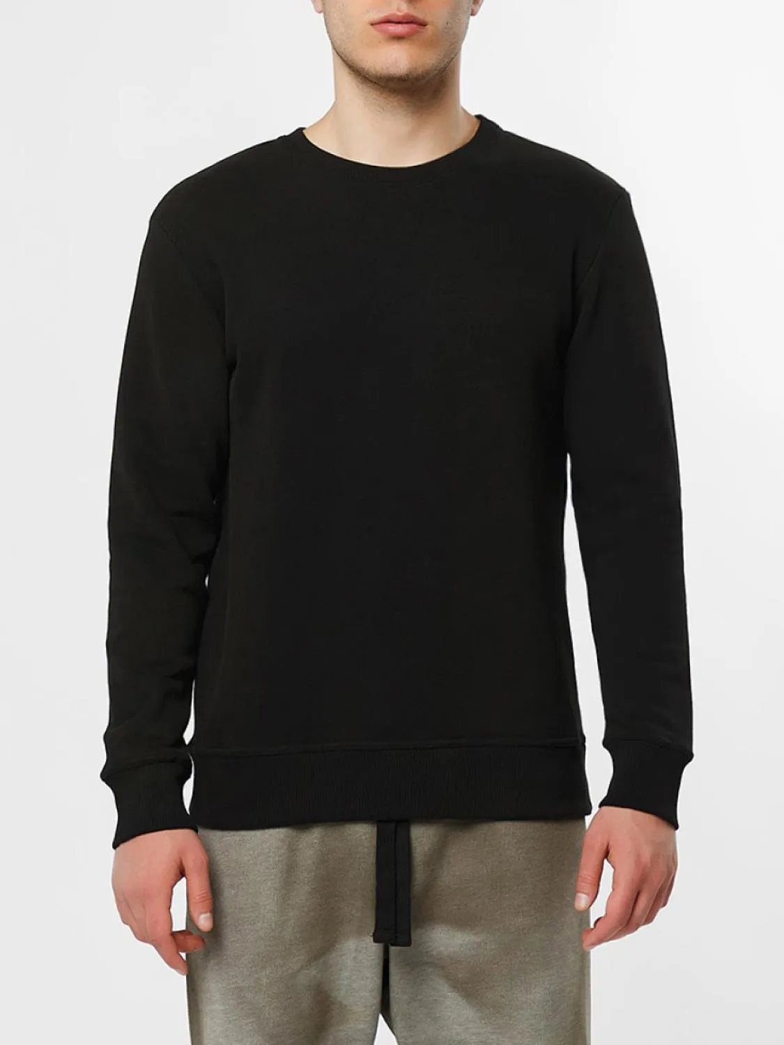 Acid Dye Organic Cotton Crew Neck Sweatshirt Black