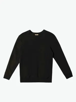 Acid Dye Organic Cotton Crew Neck Sweatshirt Black