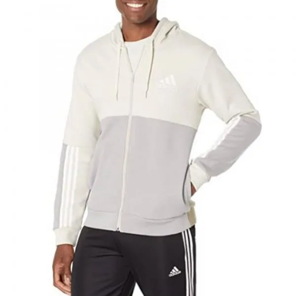 adidas - Men - Essentials Colorblock Full-Zip Hoodie - Alumina/Grey