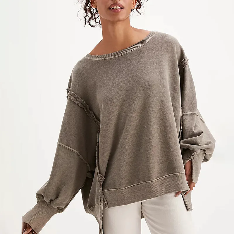 Amy Fashion - 100% Cotton Long Sleeve Pullover Sweatshirts