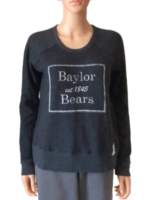 Baylor Bears Retro WOMENS Charcoal Gray Lightweight Scoop Neck Sweatshirt (M)