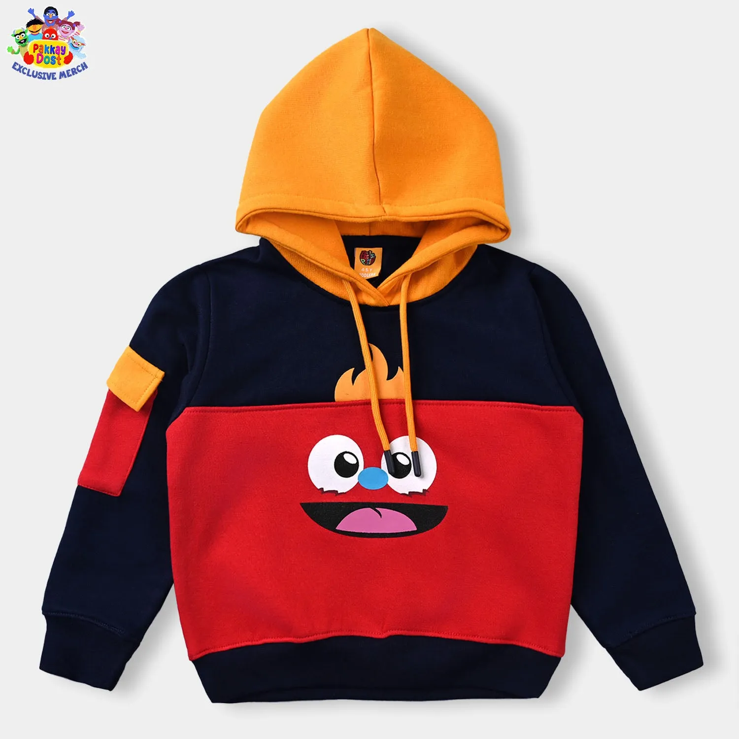 Boys Fleece Hooded Sweatshirt Pakkay Dost LaalBaig  -Navy/Red