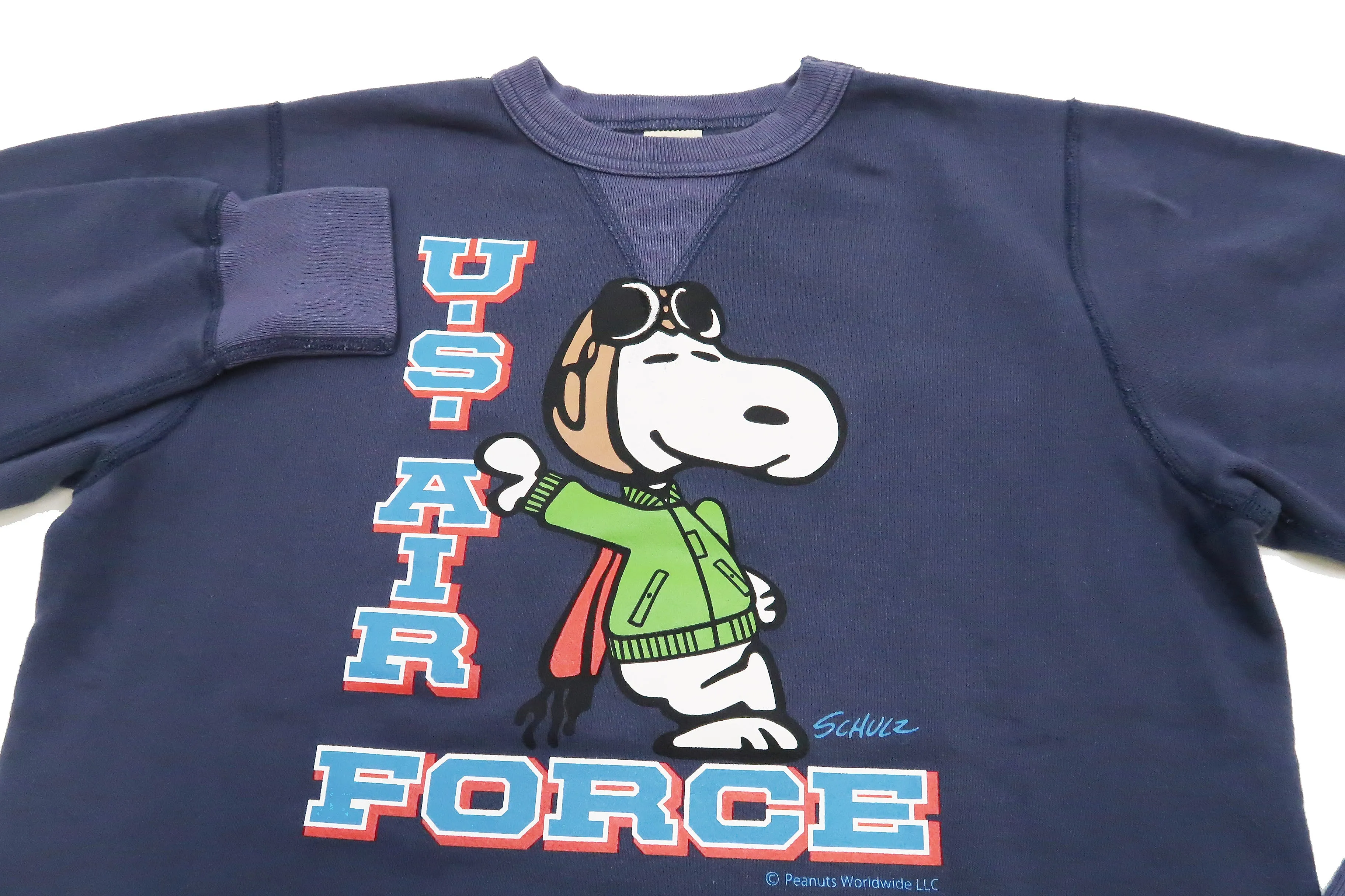 Buzz Rickson Sweatshirt Men's Loop-wheeled Vintage Style Military Snoopy Sweatshirt BR69071 128 Faded-Navy-Blue