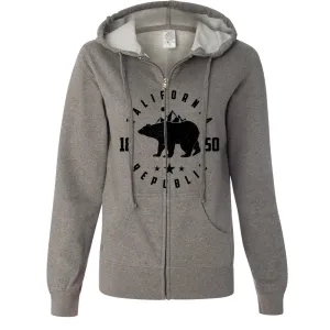 California Republic Mountains Ladies Lightweight Fitted Zip-Up Hoodie