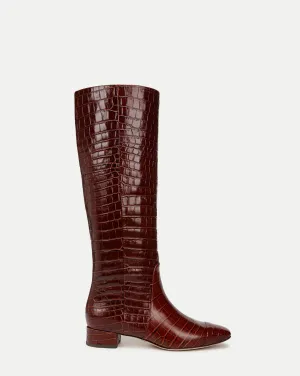 Cecile Croc-Embossed Tall Boot