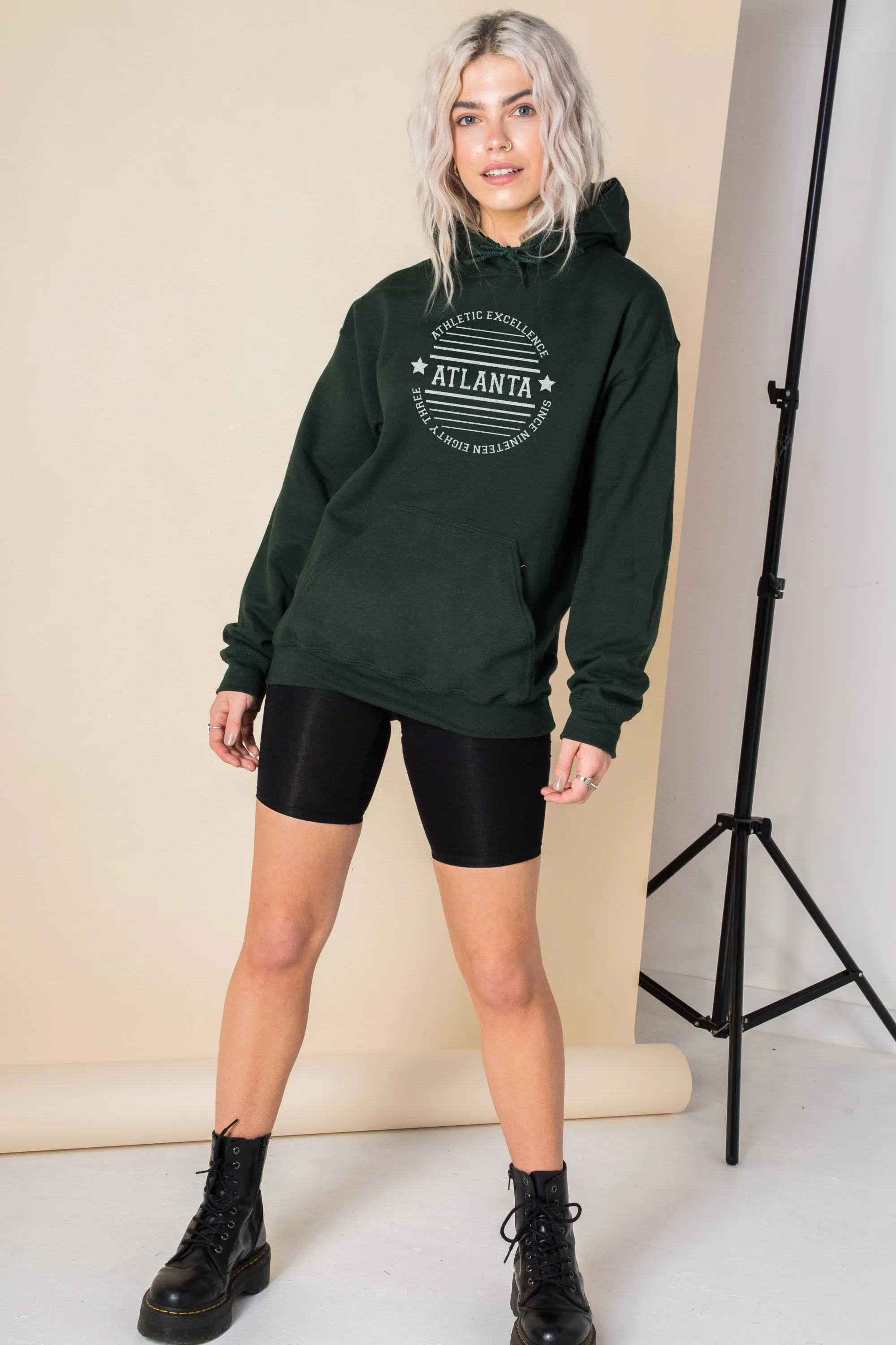 Daisy Street Oversized Hoodie with Atlanta Print