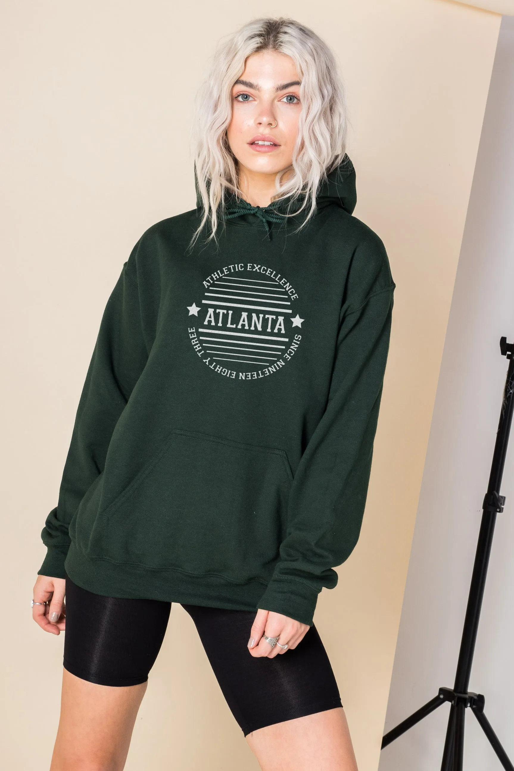 Daisy Street Oversized Hoodie with Atlanta Print