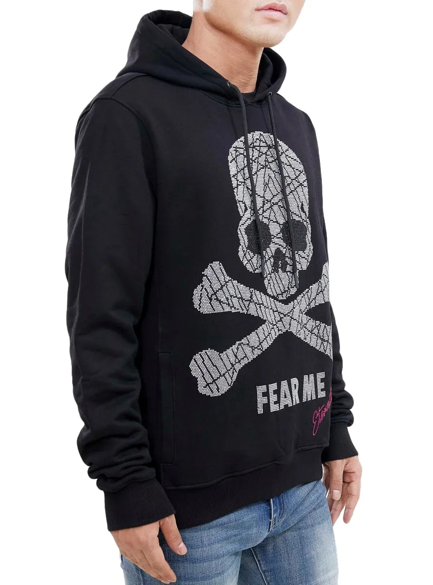 Eternity BC/AD Men's Rhinstone Fear Me Skull Hoodie