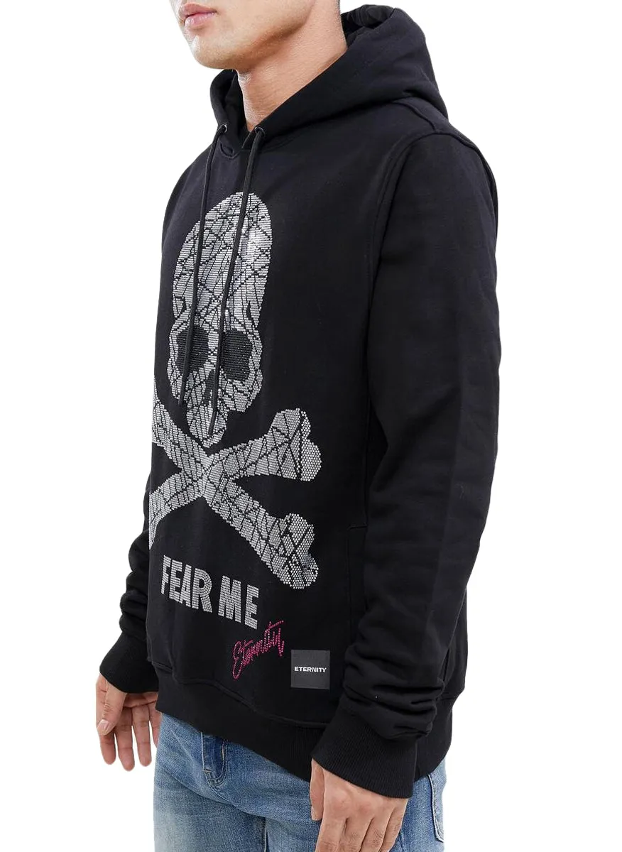 Eternity BC/AD Men's Rhinstone Fear Me Skull Hoodie