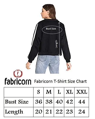 Fabricorn Women's Fleece Collared Neck Sweatshirt (SS03_Blk_Slv1WhtStripe_P_Black