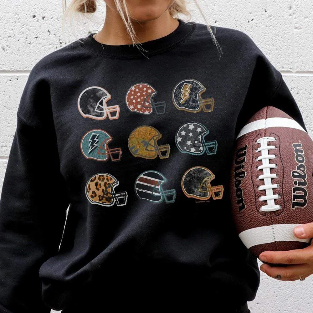 Fall Football Helmet Fleece-Lined Sweatshirts