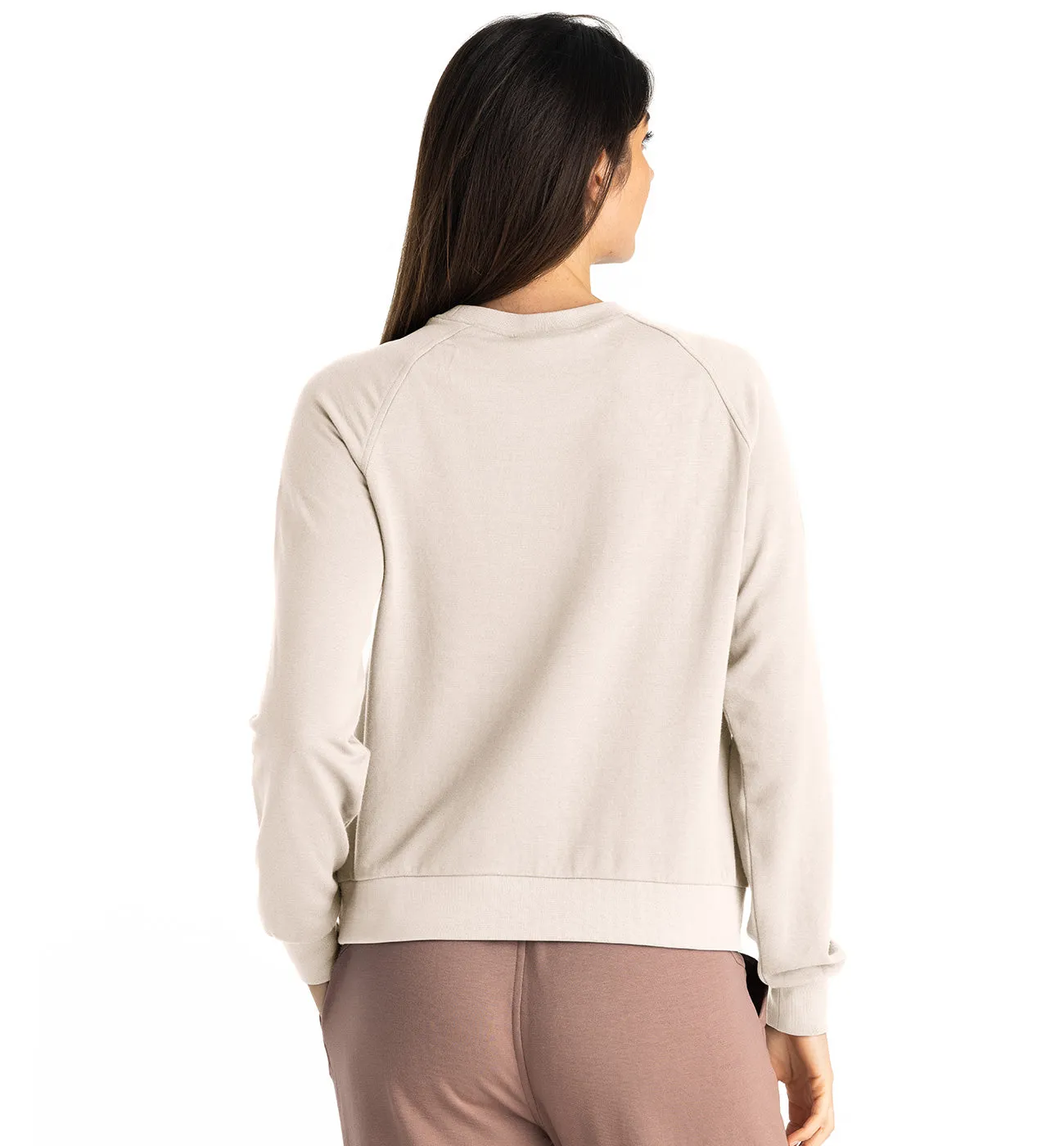 Free Fly Women's Bamboo Lightweight Fleece Crew - STONE