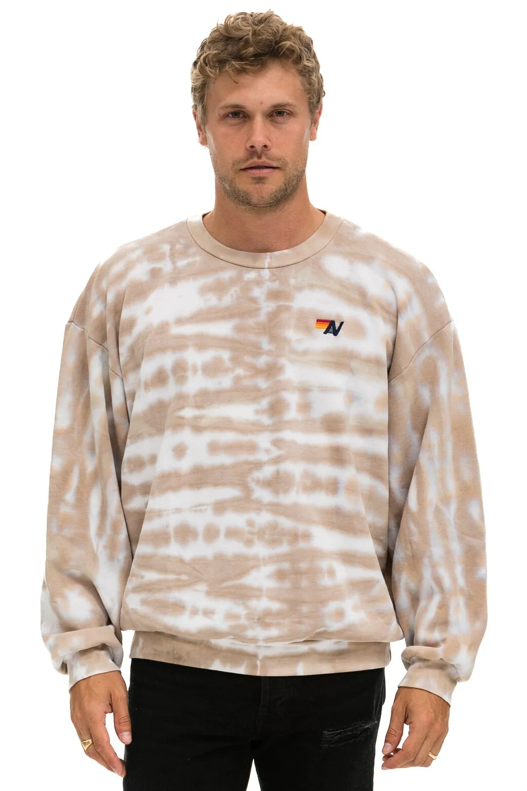 HAND DYED RELAXED CREW SWEATSHIRT - TIE DYE SAND