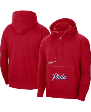 Men's brand red hoodie philadelphia 76ers courtside statement edition Jordan red