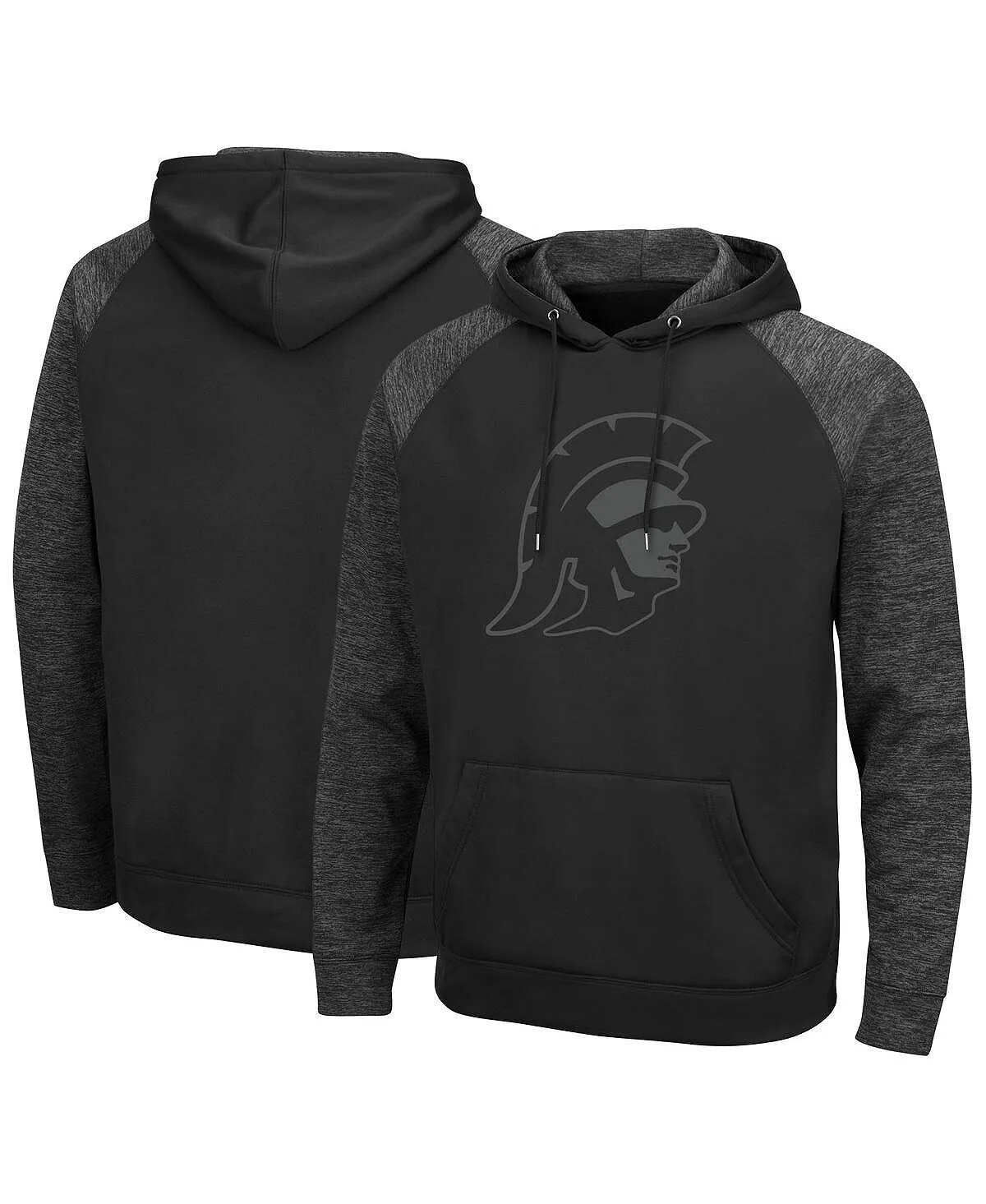 Men's usc trojans blackout 3.0 tonal pullover hoodie Colosseum, black