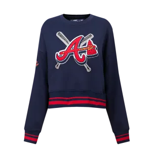 MLB ATLANTA BRAVES MASHUP WOMEN'S RIB CREWNECK (MIDNIGHT NAVY/RED/MIDNIGHT NAVY)