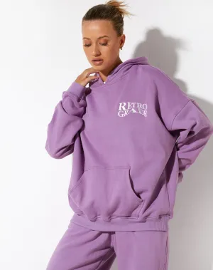 Oversize Hoodie in Lavender Retro Grade Embro