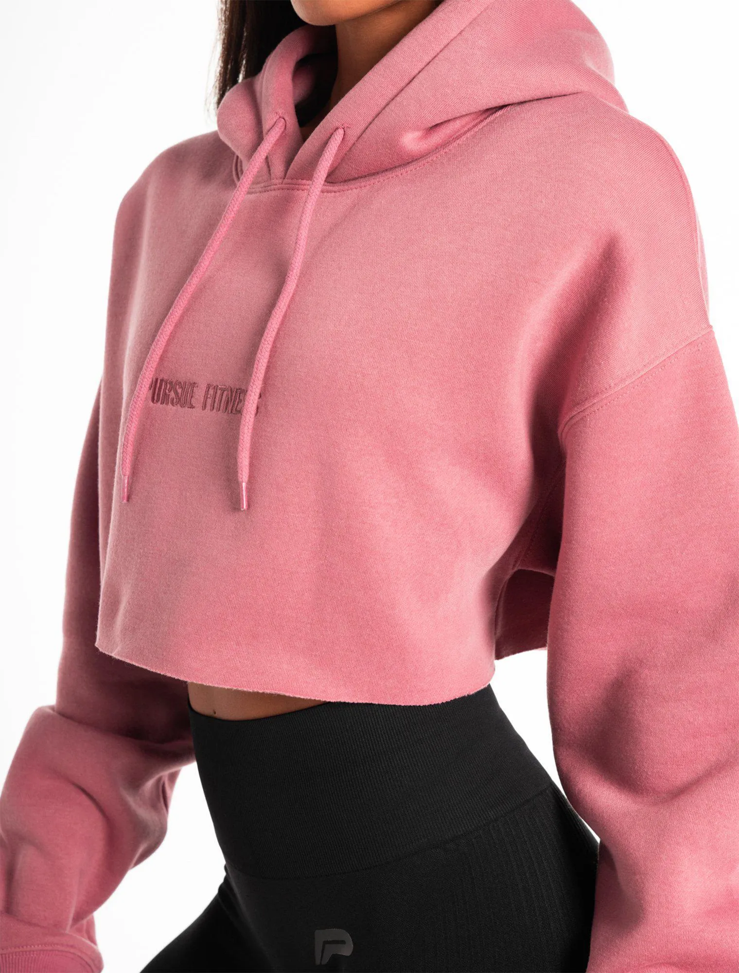 Oversized Crop Hoodie - Dark Washed Pink