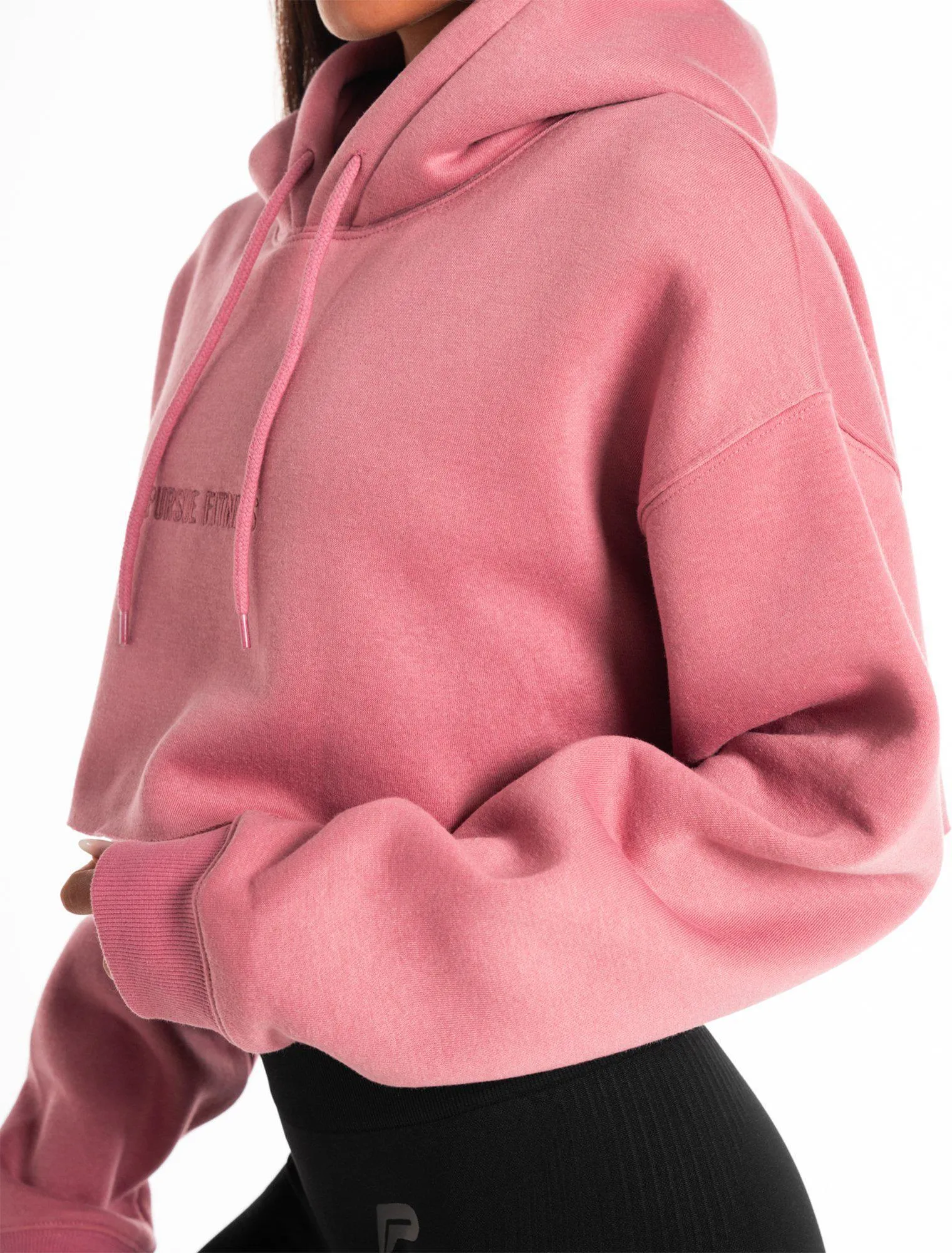 Oversized Crop Hoodie - Dark Washed Pink