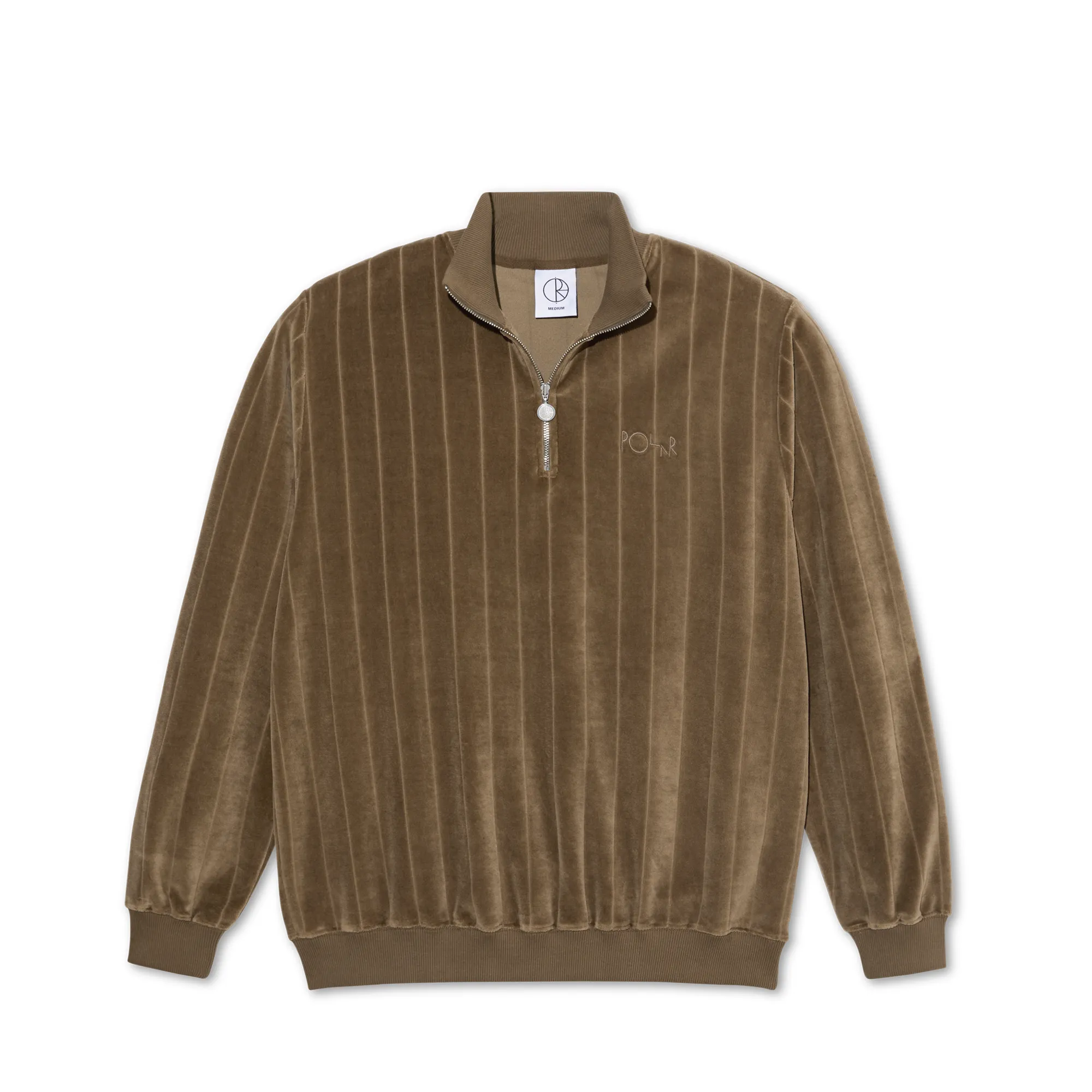 Polar Skate Co. Zip Neck Sweatshirt Stripe Velour Beech