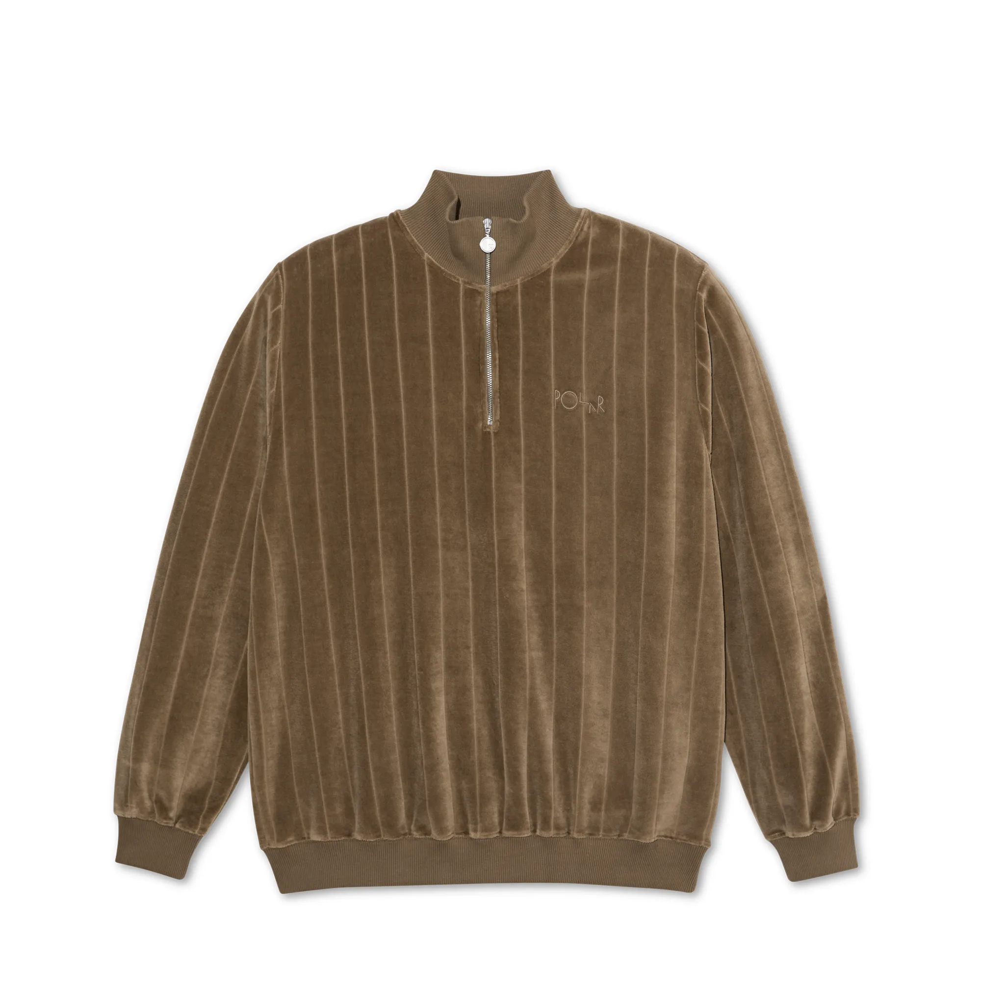 Polar Skate Co. Zip Neck Sweatshirt Stripe Velour Beech