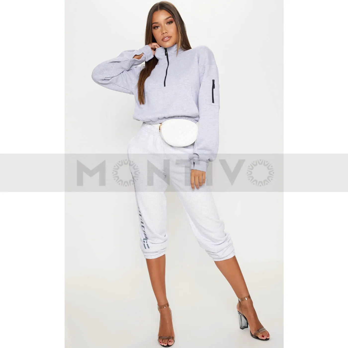 PTL Ash Grey Oversized Zip Sweatshirt