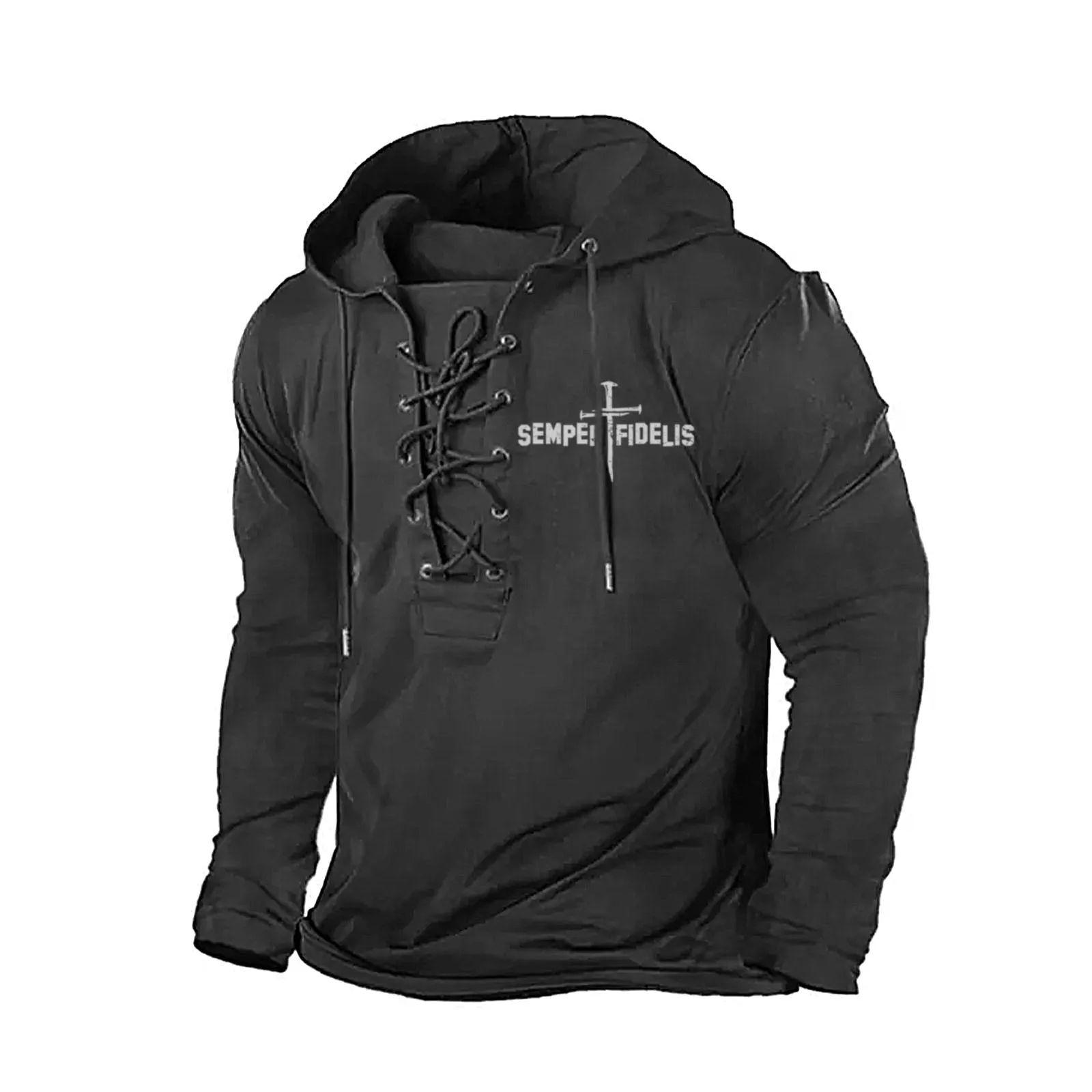 SEMPER FIDELIS GRAPHIC  PULLOVER BANDAGE HOODIE