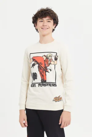 Senior Boys Beige Street Fighter Sweatshirt