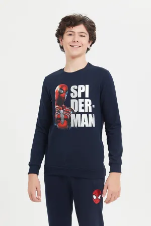 Senior Boys Navy Spiderman Sweatshirt