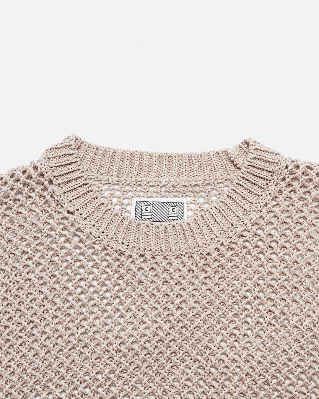 Side Mesh Loose Waffle Knit - Biege