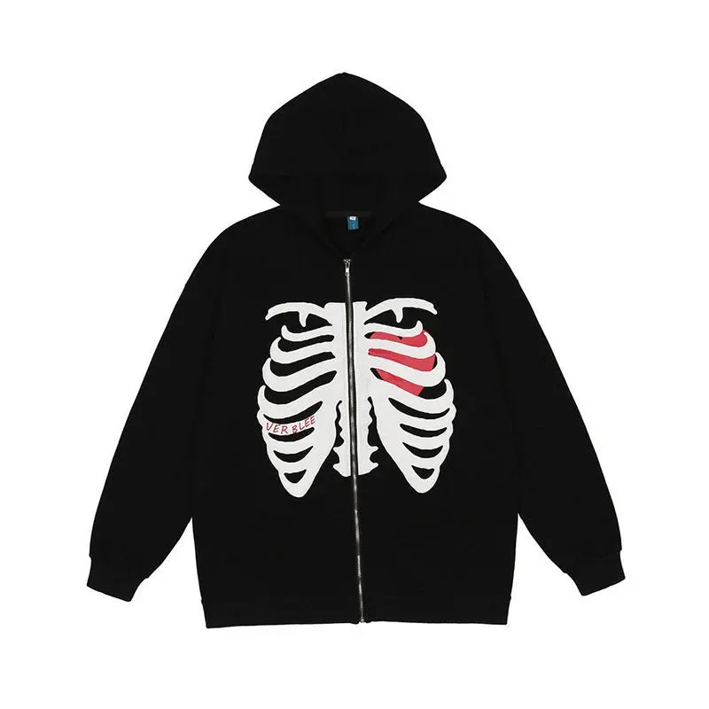 Skull Letter Retro Oversized Y2K Street Hip Hop Hoodie