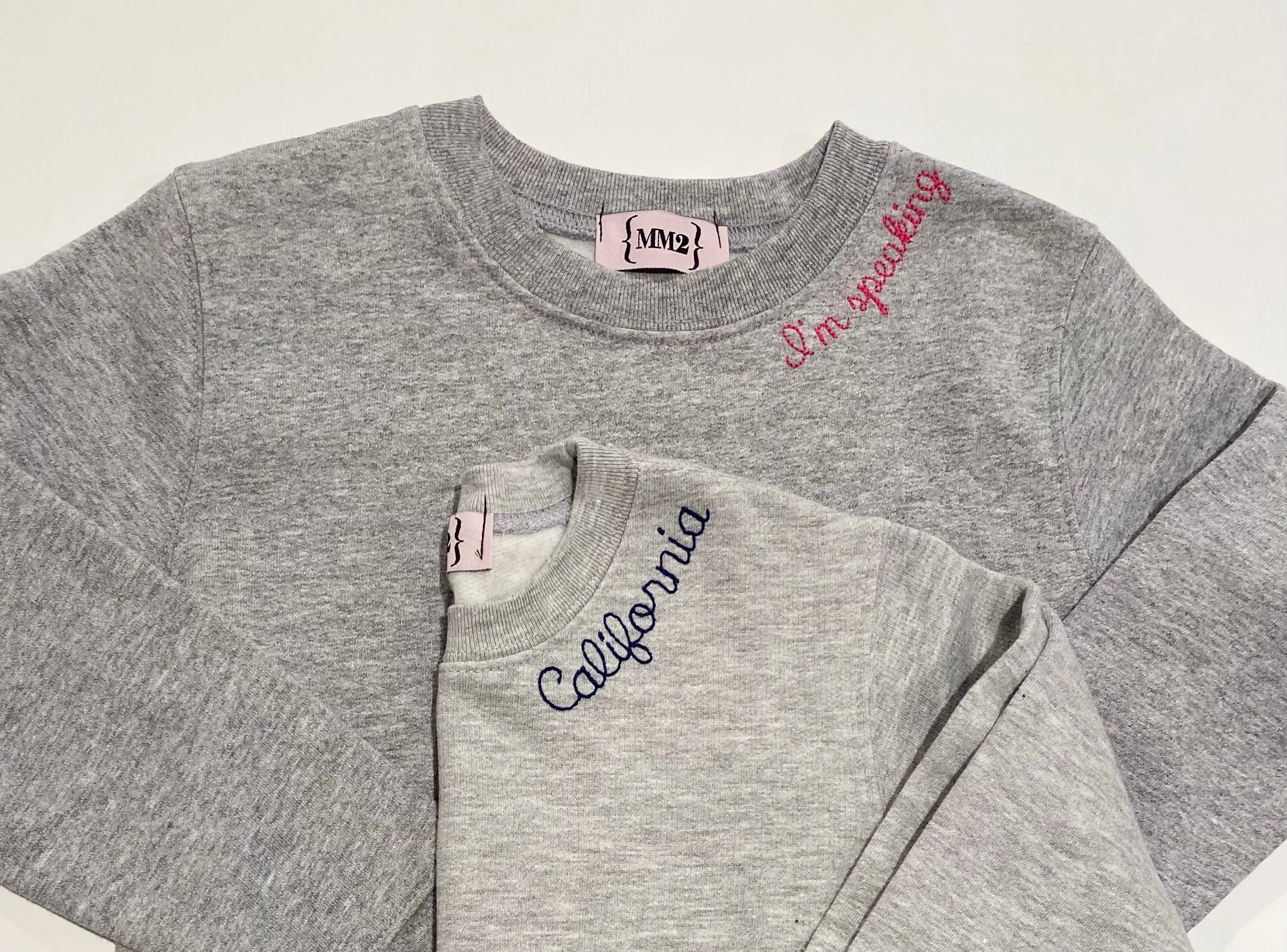 sweatshirts custom embroidered with school, sorority, club, city, state or anything you want!