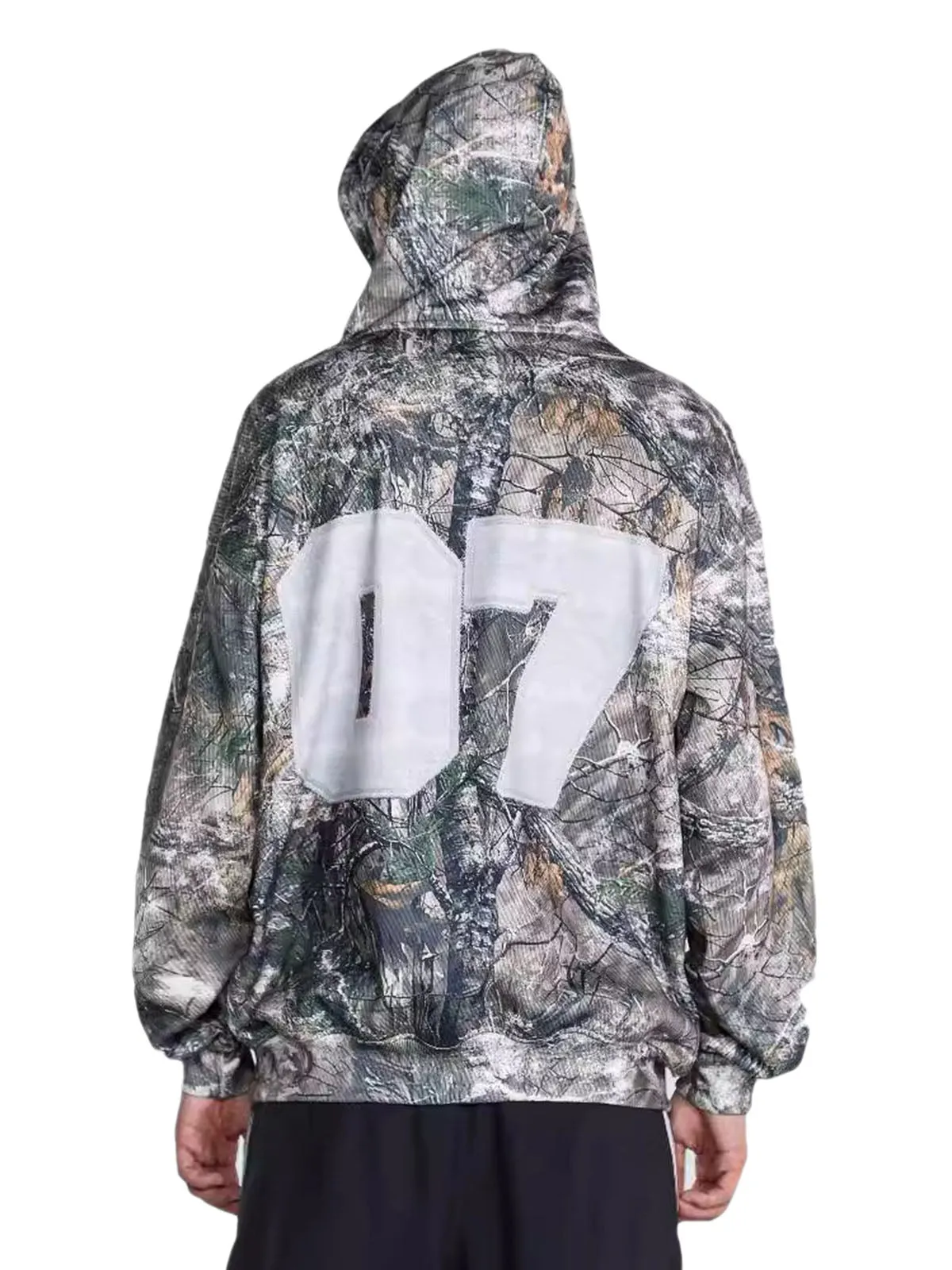 Thesupermade Retro Leaf Camouflage Patchwork Hoodie