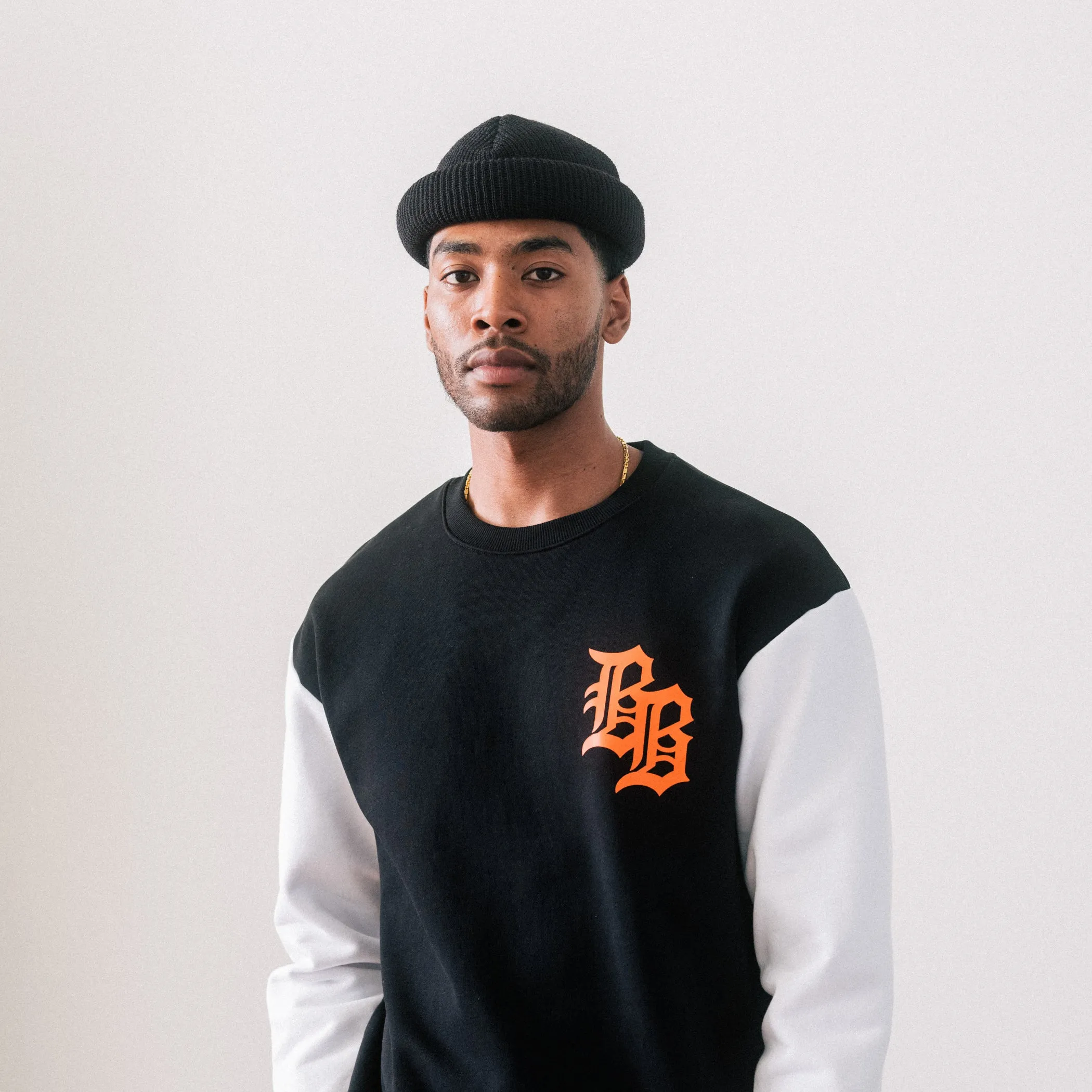 Two-Tone Old English Crewneck - Black & White