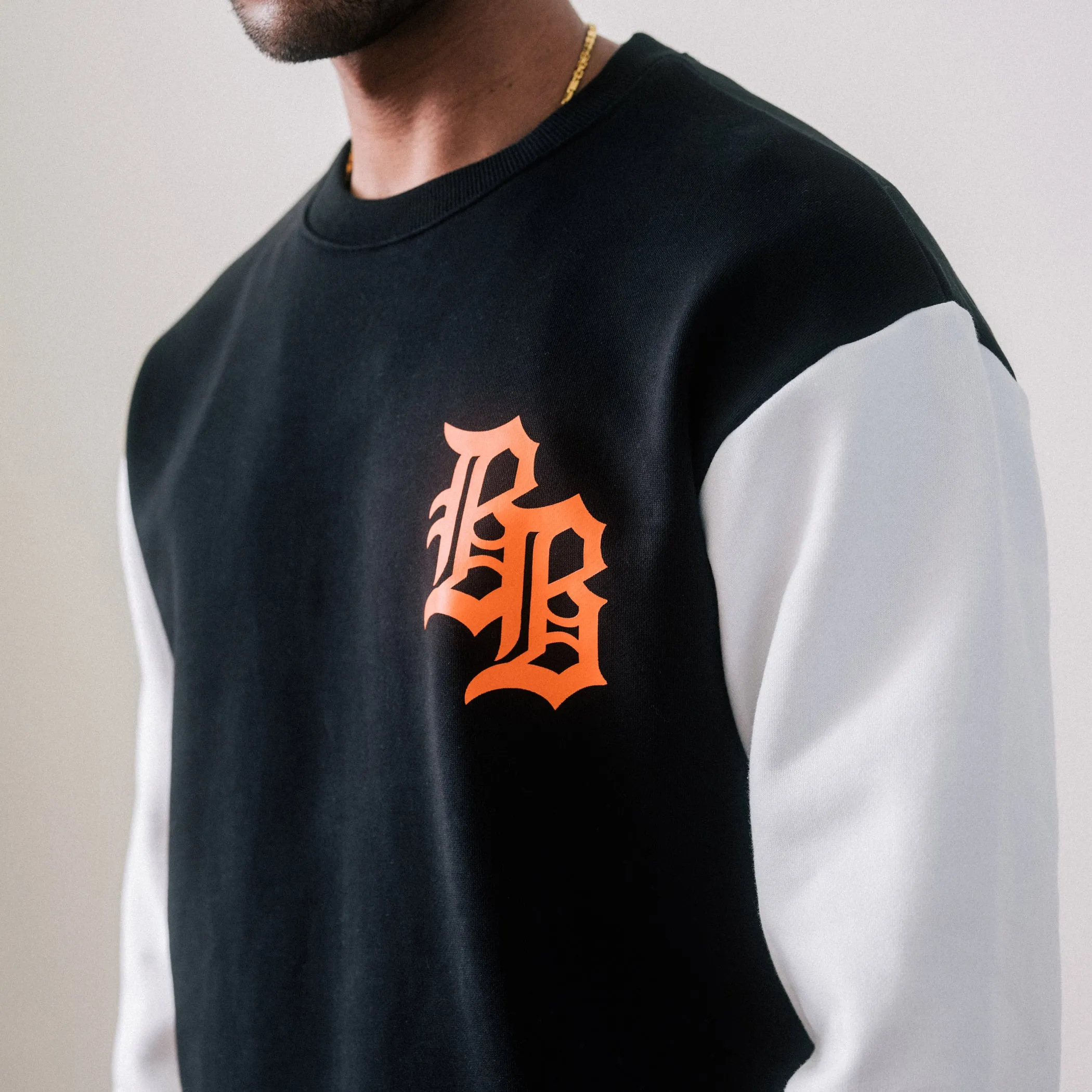 Two-Tone Old English Crewneck - Black & White