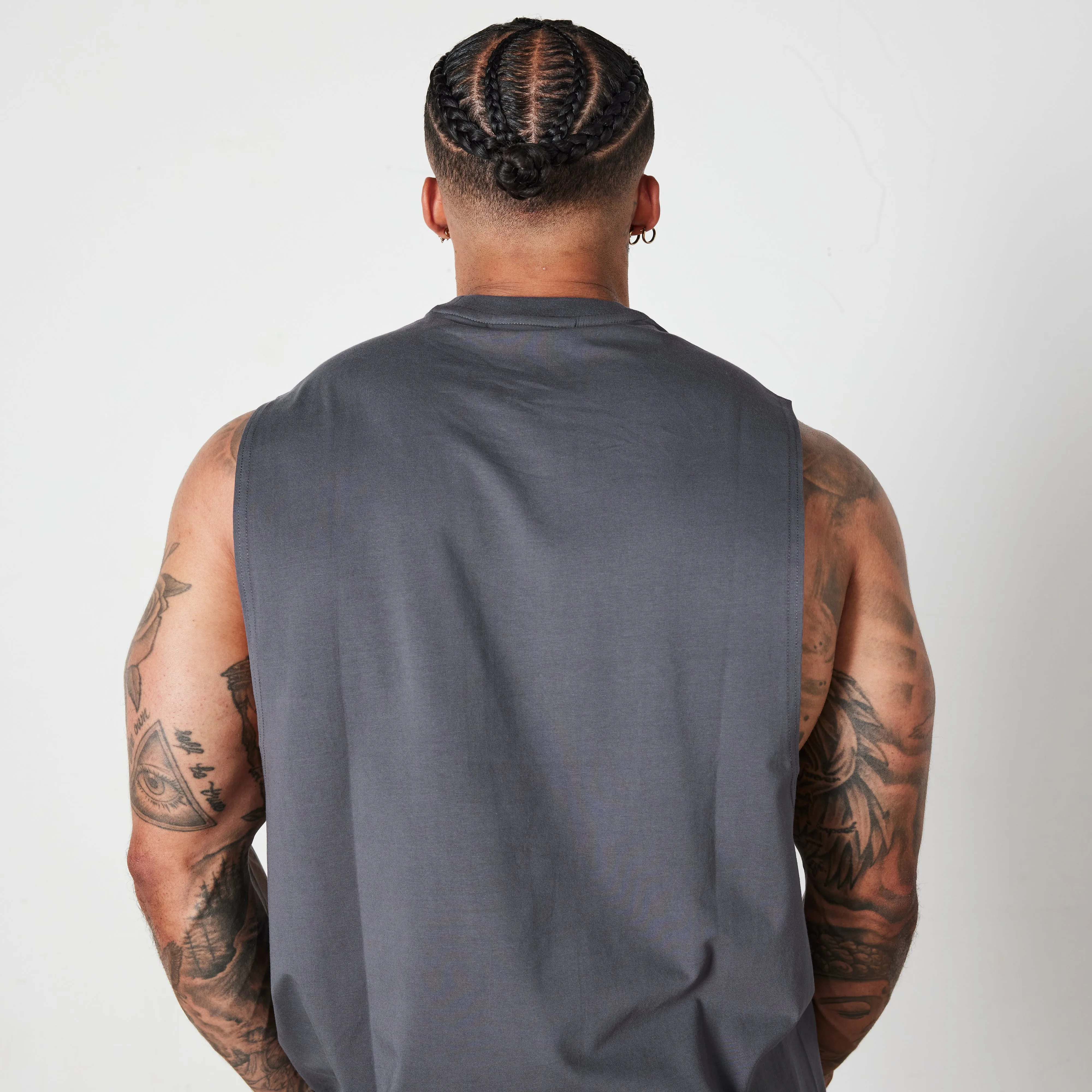 Vanquish Essential Denim Blue Oversized Sleeveless T Shirt