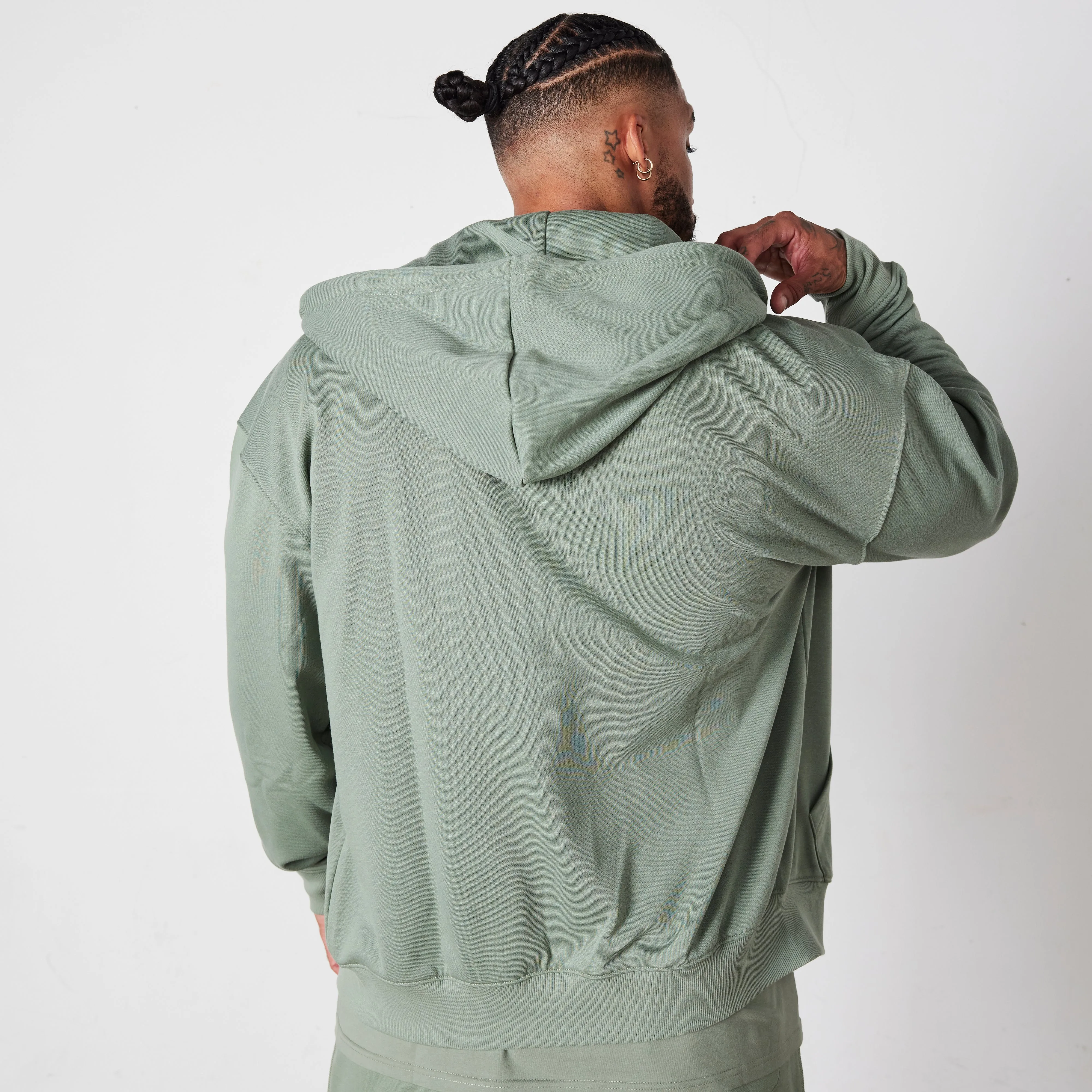 Vanquish Essential Green Oversized Full Zip Hoodie