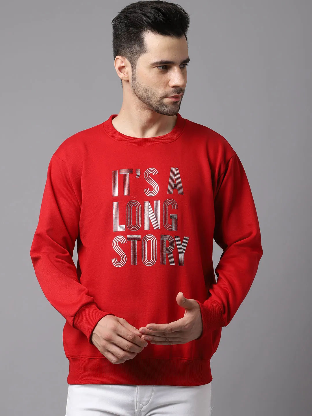 Vimal Jonney Fleece Round Neck Printed Sweatshirt for Men