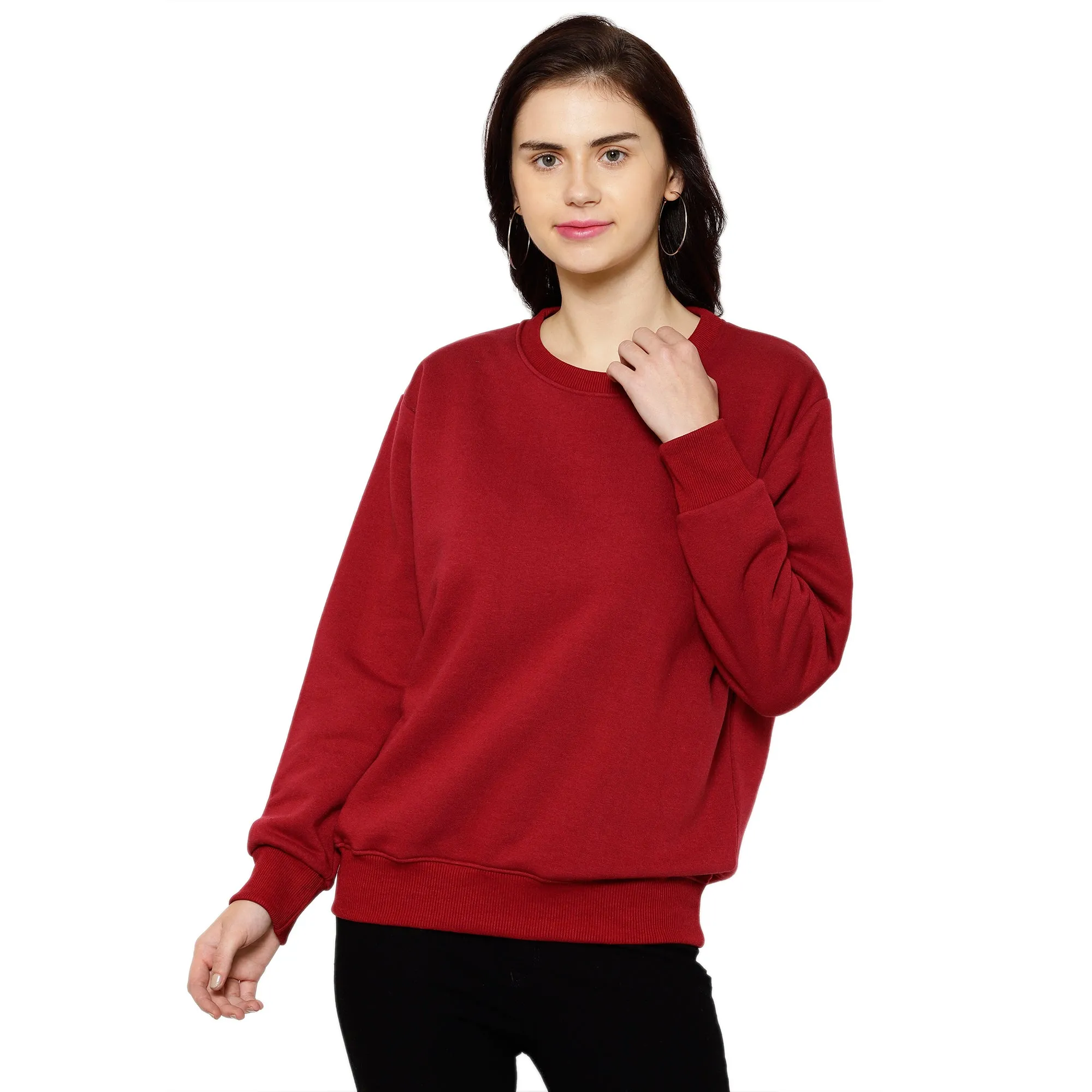 Vimal Jonney Fleece Round Neck Sweatshirt for Women