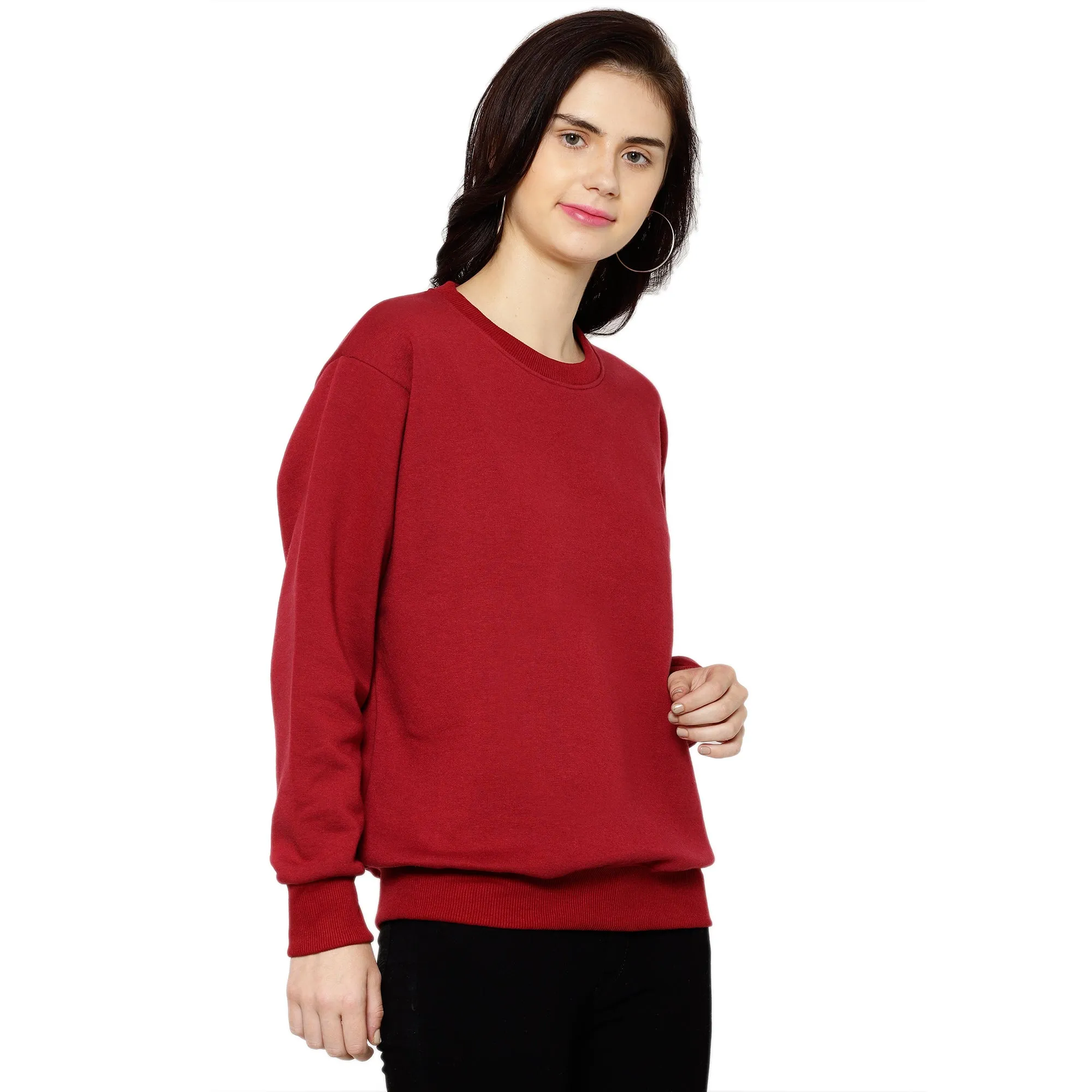 Vimal Jonney Fleece Round Neck Sweatshirt for Women