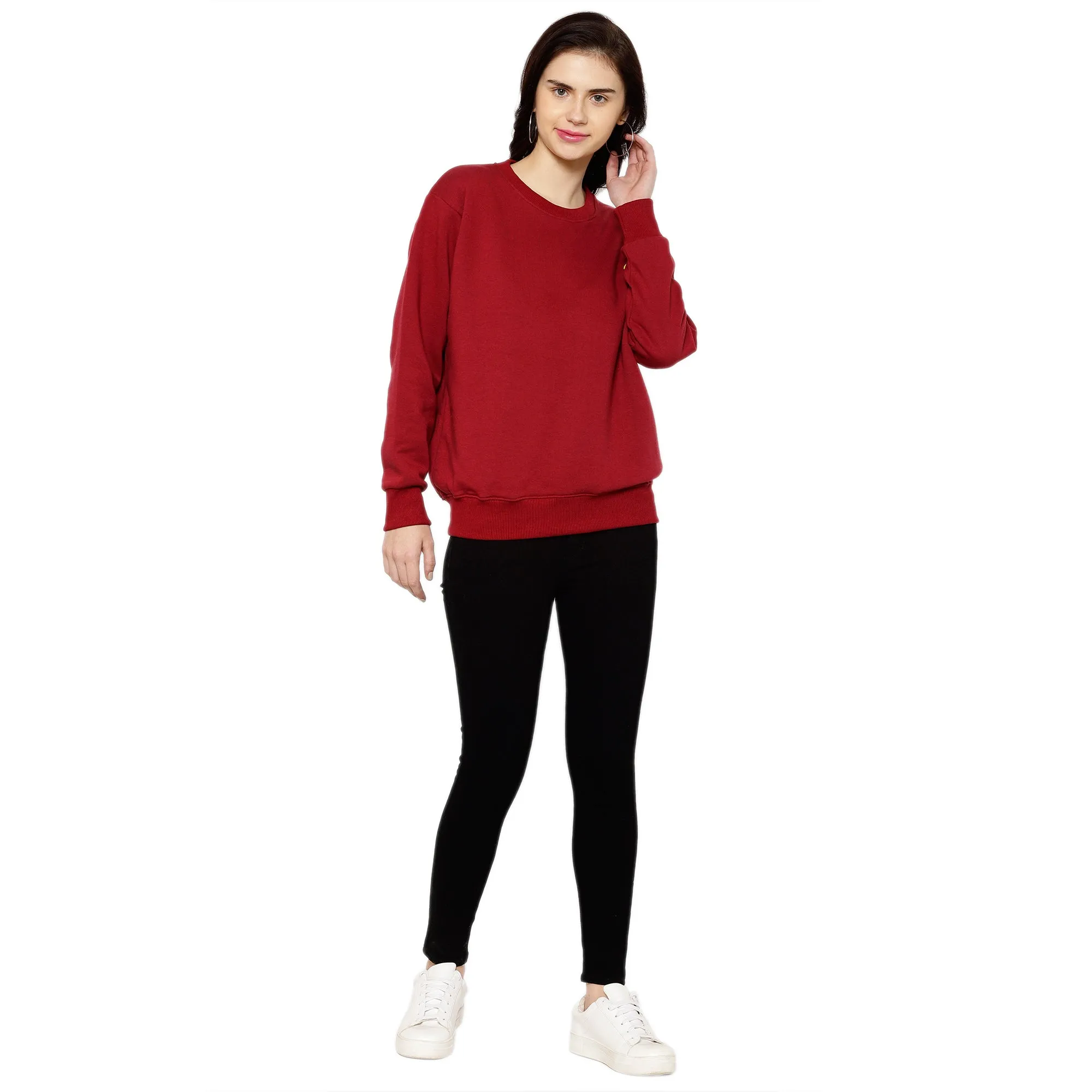 Vimal Jonney Fleece Round Neck Sweatshirt for Women