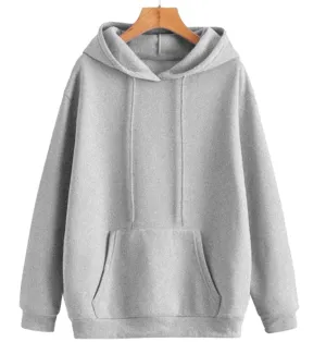 Vimal Jonney Grey Melange Solid Hooded Cotton Fleece Sweatshirt for Men