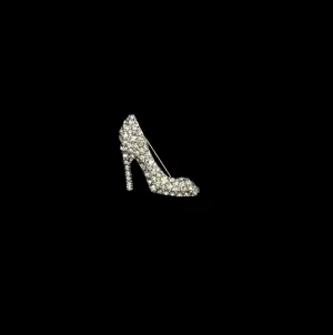 Vintage KJL Sparkling Rhinestone High Heeled Shoe Brooch