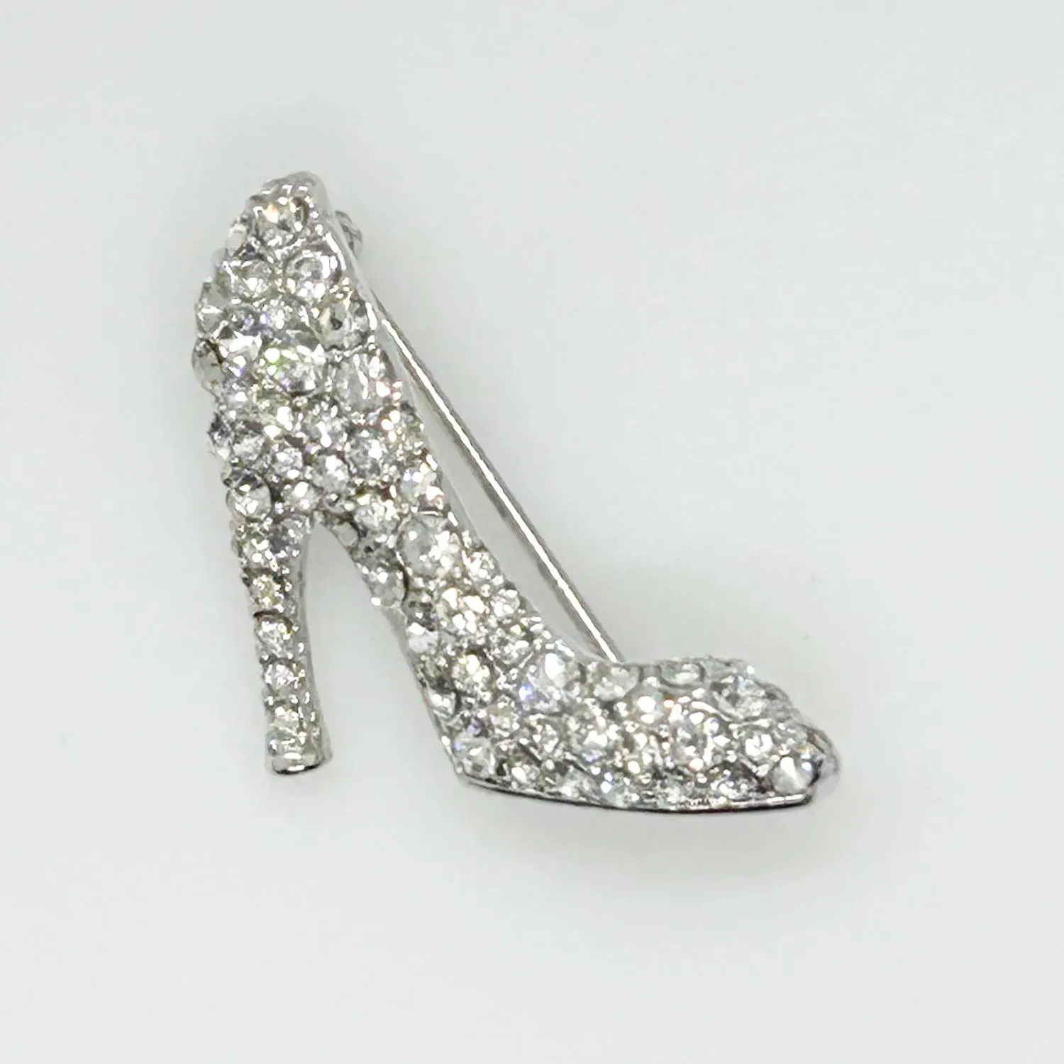 Vintage KJL Sparkling Rhinestone High Heeled Shoe Brooch