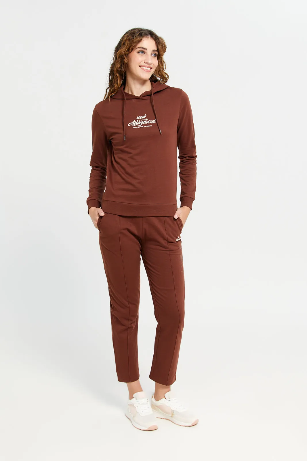 Women Brown Printed Active Sweatshirt