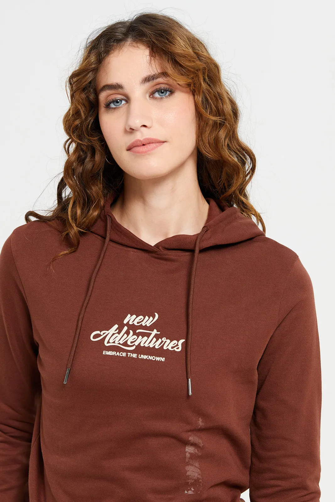 Women Brown Printed Active Sweatshirt