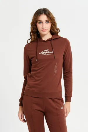 Women Brown Printed Active Sweatshirt